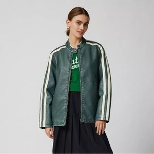 NWT UO Morgan Faux Leather Stripe Moto Jacket
